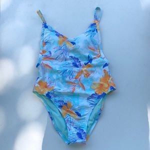 XHILARATION one piece swim suit // tropical print